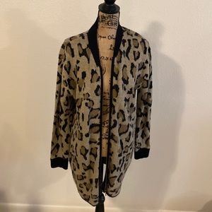 Animal print zip up cardigan sweater